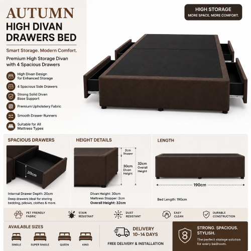 Alternative view of Autumn divan drawers bed