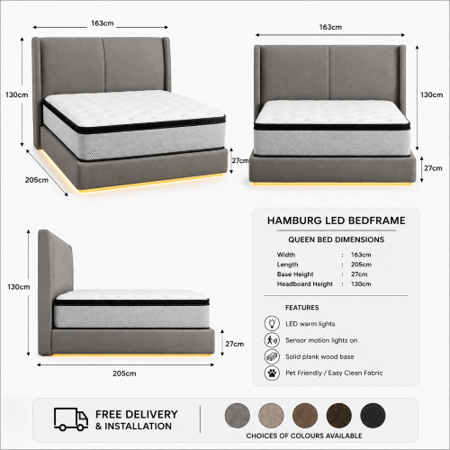 Alternative view of Hamburg LED Bedframe